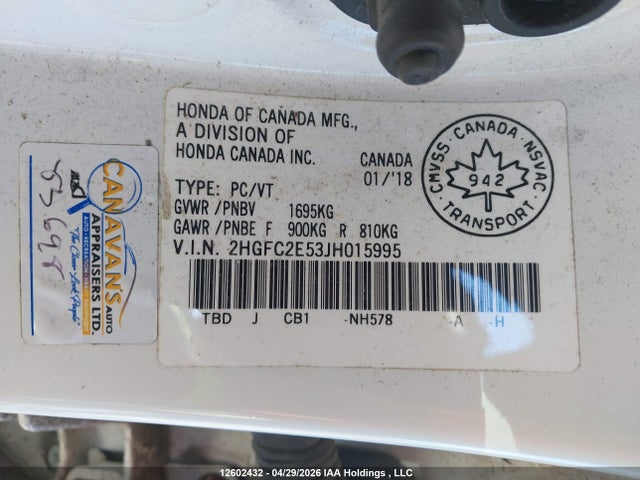2HGFC2E53JH015995 Honda Civic Lx