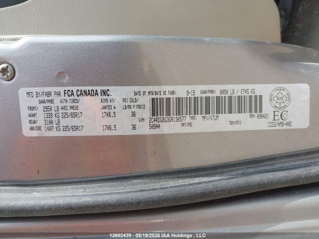 Aukcja sprzedaży 2016 Dodge Grand Caravan Se/sxt, vin: 2C4RDGBG3GR130577, numer aukcji: 12602439