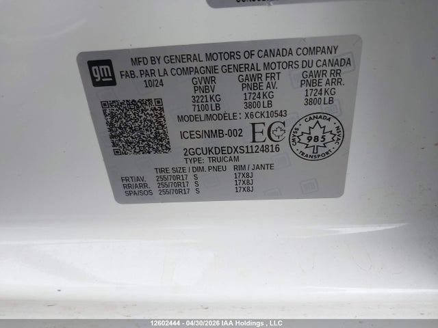 Aukcja sprzedaży 2025 Chevrolet Silverado K1500 Lt, vin: 2GCUKDEDXS1124816, numer aukcji: 12602444
