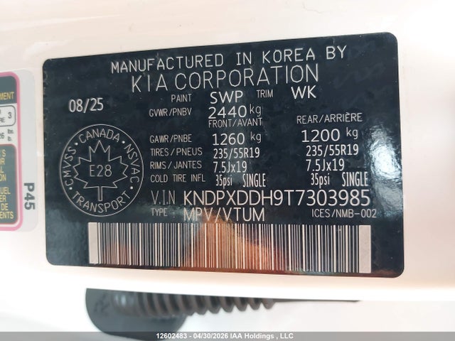 KNDPXDDH9T7303985 KIA Sportage Phev Sx