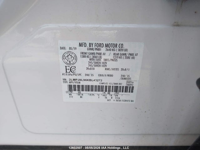 2LMPJ8L96KBL43272 Lincoln Nautilus