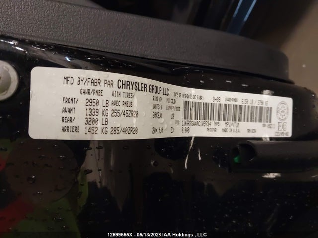 2010 Jeep Grand Cherokee Srt8 მანქანა იყიდება აუქციონზე, vin: 1J4RR7GW4AC109734, აუქციონის ნომერი: 12599555