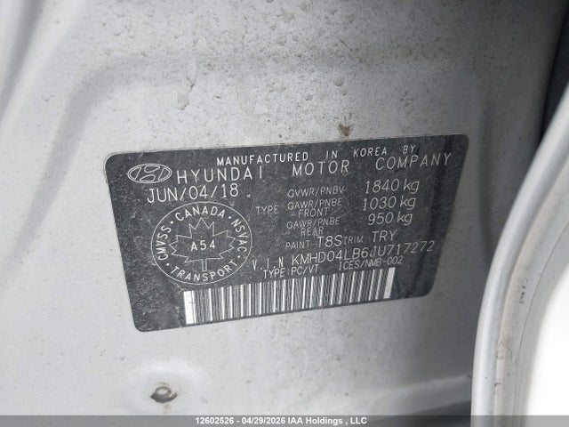 KMHD04LB6JU717272 Hyundai Elantra Sport
