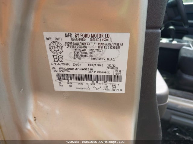 Продаж на аукціоні авто 2012 Ford Escape, vin: 1FMCU0DG4CKA52518, номер лоту: 12602547