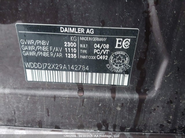 Продаж на аукціоні авто 2009 Mercedes-benz Cls 550, vin: WDDDJ72X29A142784, номер лоту: 12602556