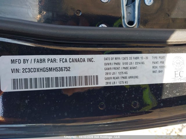 Продаж на аукціоні авто 2021 Dodge Charger Gt, vin: 2C3CDXHG5MH536752, номер лоту: 12602563