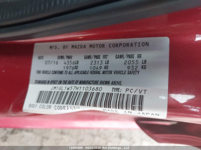 JM1GL1W57H1103680 Mazda Mazda6 Gt