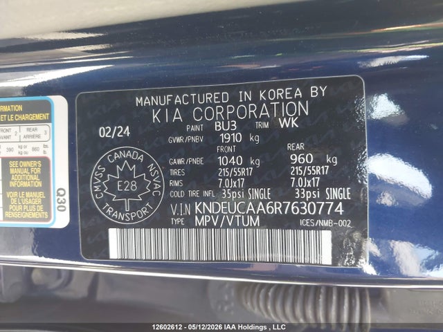 Продажа на аукционе авто 2024 Kia Seltos Ex, vin: KNDEUCAA6R7630774, номер лота: 12602612
