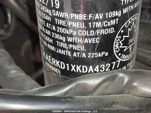 Aukcja sprzedaży 2019 Kawasaki Er400 D, vin: JKAERKD1XKDA43277, numer aukcji: 12602651
