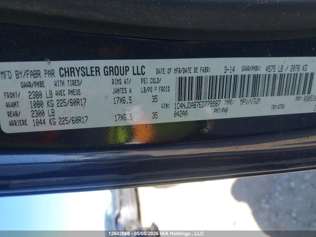 Aukcja sprzedaży 2014 Jeep Compass Sport, vin: 1C4NJDAB7ED779987, numer aukcji: 12602666