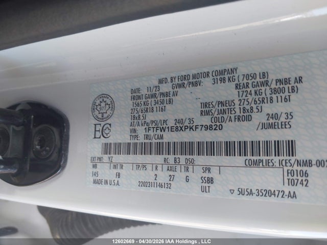 Ford F150 Supercrew 2023 1FTFW1E8XPKF79820 Image 18