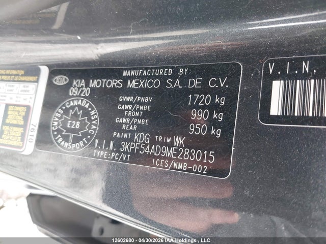 Продажа на аукционе авто 2021 Kia Forte Ex/ex Premium/ex+, vin: 3KPF54AD9ME283015, номер лота: 12602680
