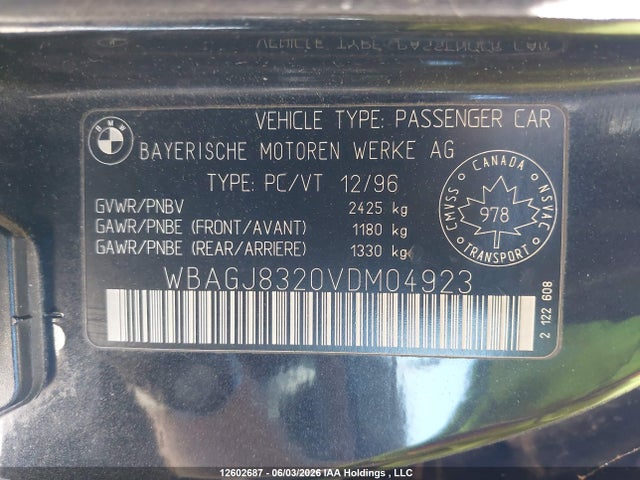 Продаж на аукціоні авто 1997 Bmw 740il, vin: WBAGJ8320VDM04923, номер лоту: 12602687