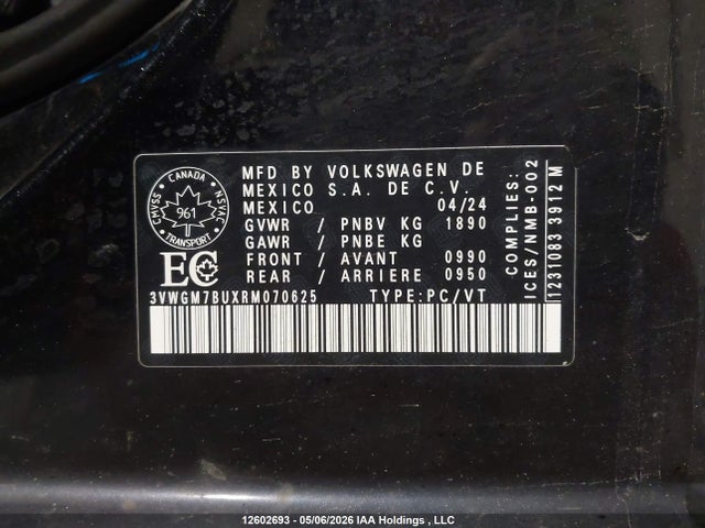 3VWGM7BUXRM070625 Volkswagen Jetta Highline
