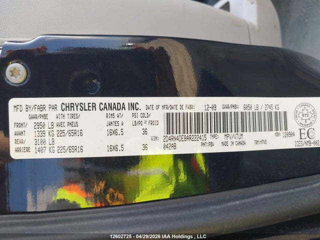 Aukcja sprzedaży 2010 Dodge Grand Caravan Se, vin: 2D4RN4DE8AR222415, numer aukcji: 12602725