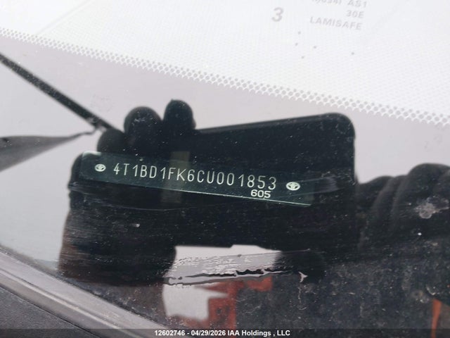12602746 :رقم المزاد ، 4T1BD1FK6CU001853 vin ، 2012 Toyota Camry Hybrid/le/xle مزاد بيع