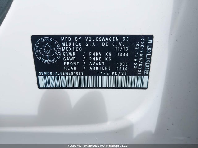3VWD07AJ6EM391089 Volkswagen JETTA SE