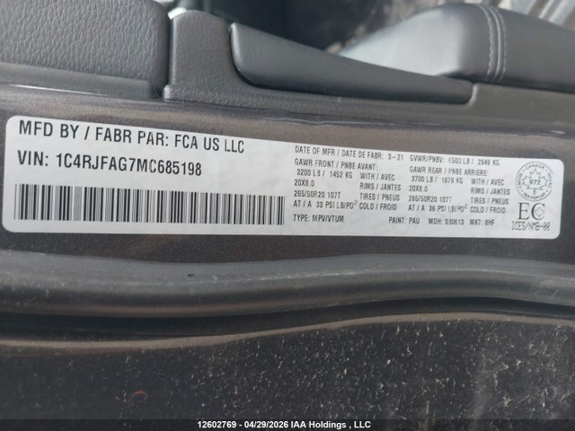 Jeep Grand Cherokee 2021 1C4RJFAG7MC685198 Image 19