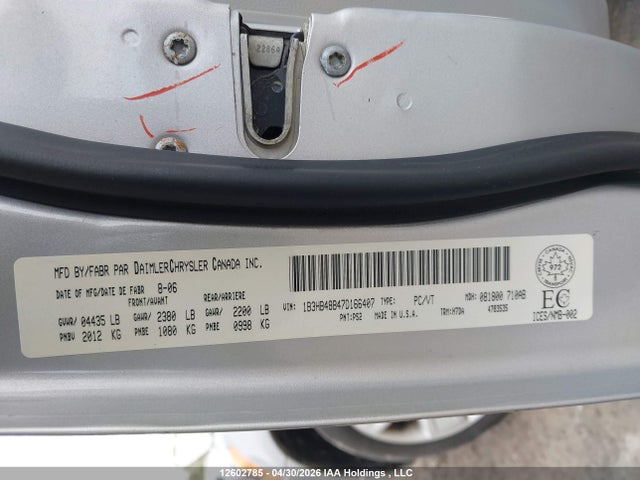 12602785 :رقم المزاد ، 1B3HB48B47D166407 vin ، 2007 Dodge Caliber Sxt مزاد بيع
