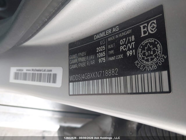 WDDSJ4GBXKN718882 Mercedes-Benz CLA 250 4MATIC