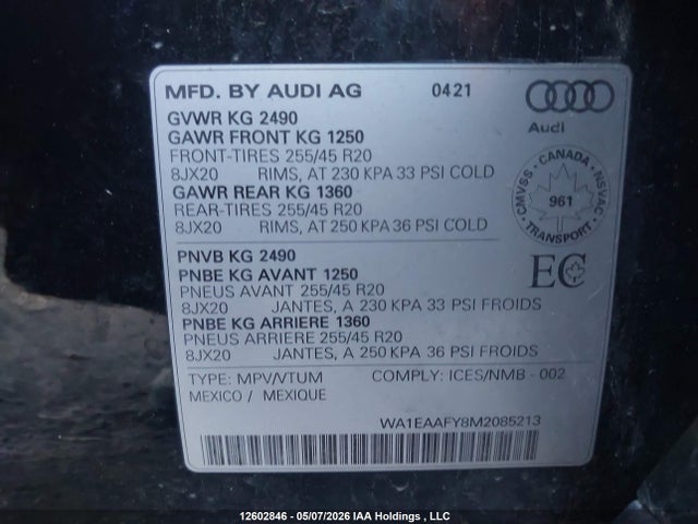 Audi Q5 45 Progressiv 2021 WA1EAAFY8M2085213 Image 17