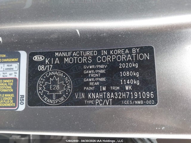 Продажа на аукционе авто 2017 Kia Rondo, vin: KNAHT8A32H7191096, номер лота: 12602850