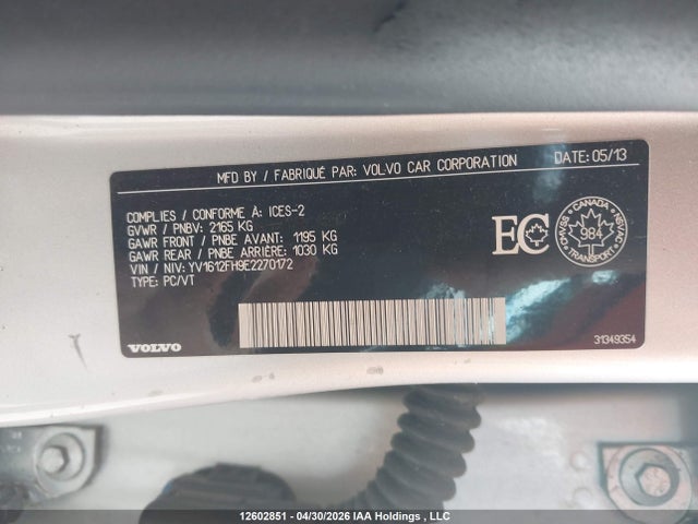 YV1612FH9E2270172 Volvo S60 T5/t5 Platinum/t5 Premier/t5 Premier Plus