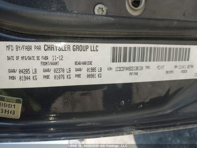 Продаж на аукціоні авто 2013 Dodge Dart Se/aero, vin: 1C3CDFAA9DD138120, номер лоту: 12598176