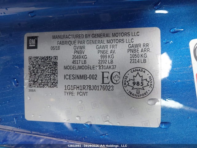 1G1FH1R78J0176023 Chevrolet CAMARO 2SS