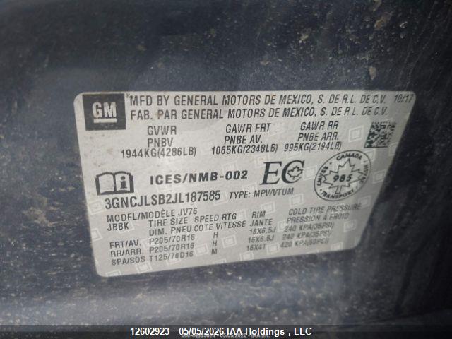 Chevrolet TRAX 1LT 2018 3GNCJLSB2JL187585 Image 10