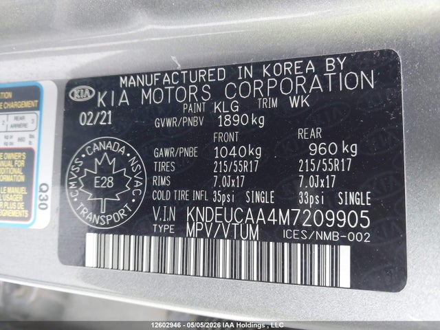 Продаж на аукціоні авто 2021 Kia Seltos S, vin: KNDEUCAA4M7209905, номер лоту: 12602946