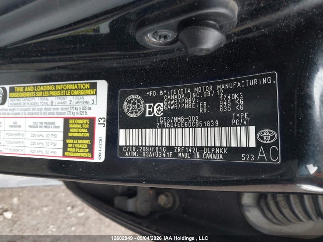Продаж на аукціоні авто 2013 Toyota Corolla, vin: 2T1BU4EE6DC951839, номер лоту: 12602949