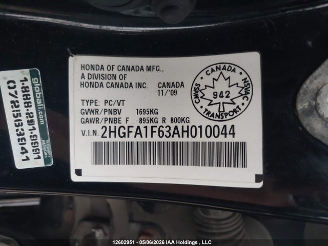 Продаж на аукціоні авто 2010 Honda Civic Sport, vin: 2HGFA1F63AH010044, номер лоту: 12602951