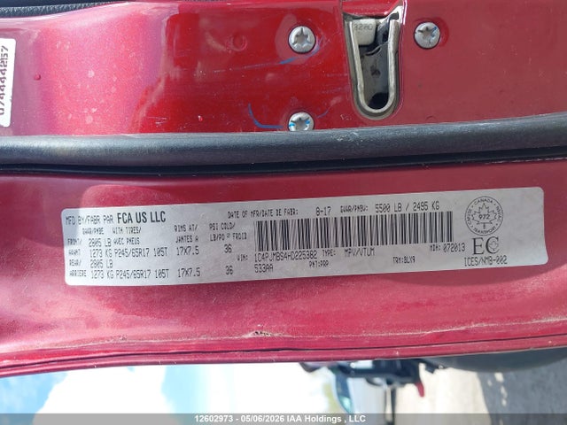 12602973 :رقم المزاد ، 1C4PJMBS4HD225382 vin ، 2017 Jeep Cherokee Trailhawk مزاد بيع