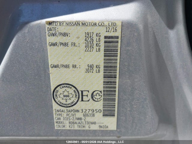 1N4AL3AP0HN327950 Nissan Altima