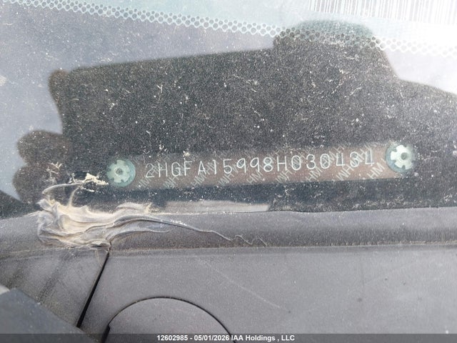 Aukcja sprzedaży 2008 Honda Civic Exl, vin: 2HGFA15998H030434, numer aukcji: 12602985