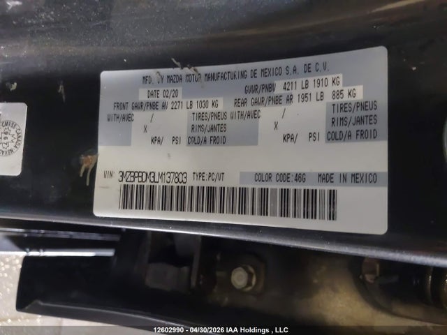 Продажа на аукционе авто 2020 Mazda 3 Preferred, vin: 3MZBPBDM3LM137803, номер лота: 12602990