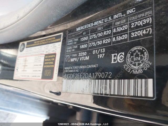 Aukcja sprzedaży 2013 Mercedes-benz Gl 350 Bluetec 4matic, vin: 4JGDF2EE2DA179072, numer aukcji: 12603021