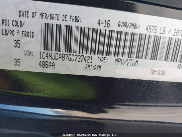 1C4NJDAB7GD737421 Jeep Compass Sport/north