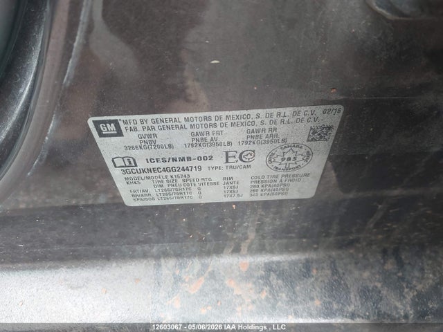 2016 Chevrolet Silverado 1500 Ls მანქანა იყიდება აუქციონზე, vin: 3GCUKNEC4GG244719, აუქციონის ნომერი: 12603067