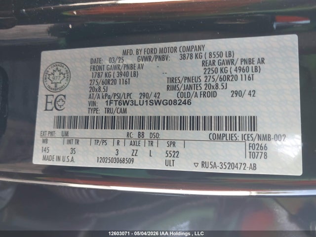 Ford F-150 Lightning Flash 2025 1FT6W3LU1SWG08246 Image 9