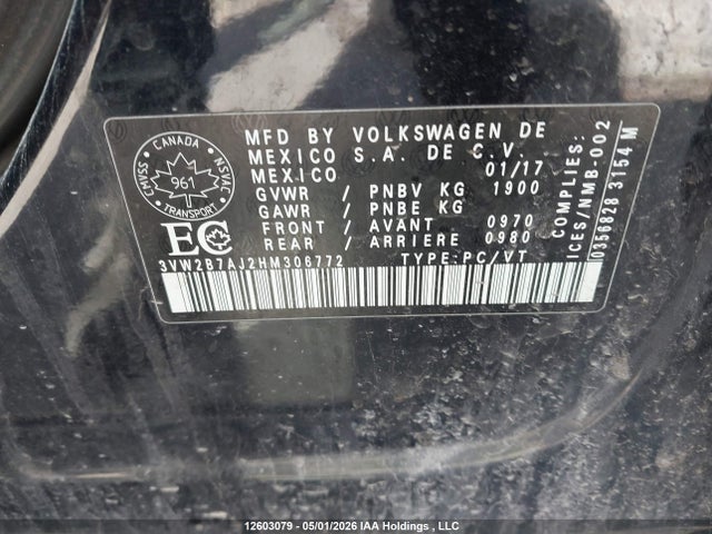 Продажа на аукционе авто 2017 Volkswagen Jetta S, vin: 3VW2B7AJ2HM306772, номер лота: 12603079