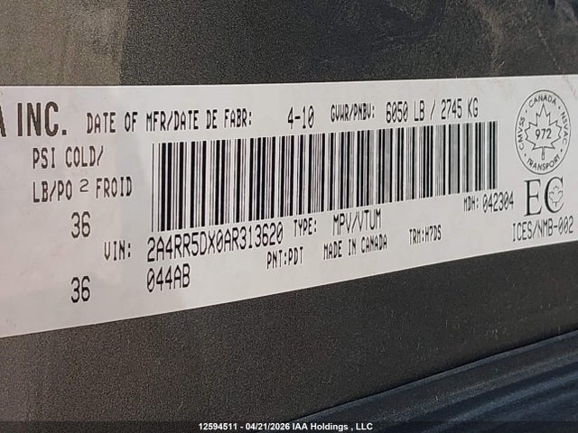 Продаж на аукціоні авто 2010 Chrysler Town & Country Touring, vin: 2A4RR5DX0AR313620, номер лоту: 12594511