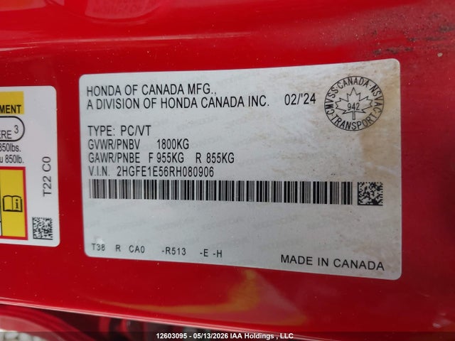 Honda Civic Si Si 2024 2HGFE1E56RH080906 Image 9