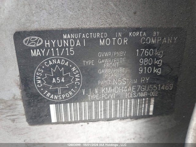 KMHDH4AE7GU551469 Hyundai Elantra Se/sport/limited