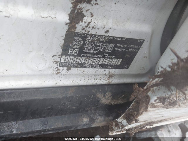 12603134 :رقم المزاد ، 2T3R1RFV6LC067487 vin ، 2020 Toyota Rav4 Xle مزاد بيع