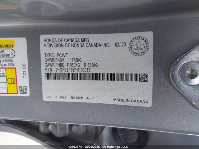 Honda Civic Ex 4dr 2023 2HGFE2F36PH103018 Image 19