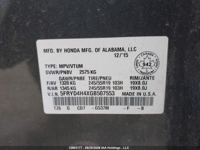 Acura Mdx Technology 2016 5FRYD4H4XGB507553 Image 9