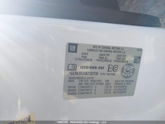Продаж на аукціоні авто 2011 Chevrolet Silverado 1500 Lt, vin: 1GCRKSE34BZ333736, номер лоту: 12603192