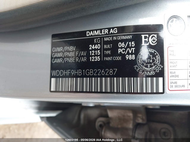 WDDHF9HB1GB226287 Mercedes-Benz E 250 Bluetec 4matic